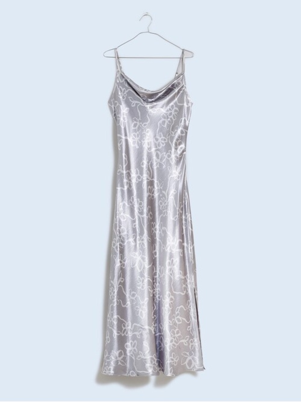 Madewell Metallic Midi Slip Dress in Silver Floral - Picture 1 of 6